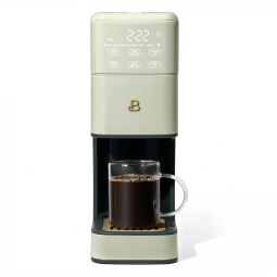 Cafeteira elétrica Beautiful Perfect Grind verde single serve moedor cônico integrado reservatório 1,9L 6 tamanhos de xícara 110V