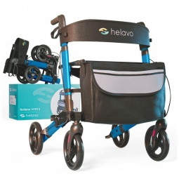 Andador Adulto Idoso Helavo com Assento e Bolsa, Suporta até 136 Quilos, Azul