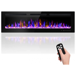 Lareira Elétrica de Embutir A43x172L com Controle Remoto e Chamas Multicolorida, 110V, BETELNUT, Preta