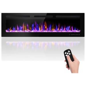 Lareira Elétrica de Embutir A43x172L com Controle Remoto e Chamas Multicolorida, 110V, BETELNUT, Preta
