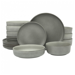 Conjunto de Jantar em Cerâmica de Pedra Estonada Gibson Elite Pasco 16 Peças Serviço para 4 Pessoas Cinza