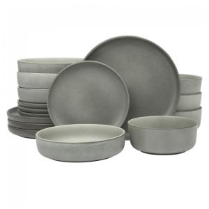 Conjunto de Jantar em Cerâmica de Pedra Estonada Gibson Elite Pasco 16 Peças Serviço para 4 Pessoas Cinza