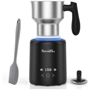 Espumador de Leite Elétrico 400 mL 5 em 1 com Modo Automático, Aço Inoxidável, 110V, Secura Coffee