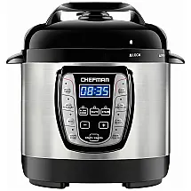 Panela de Pressão Elétrica 2.3 Litros 9 em 1, Aço Inoxidável, 110V 1000W, CHEFMAN, Preta e Prata