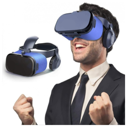 TSANGLIGHT Óculos de Realidade Virtual 3D com Fones de Ouvido e Lente Azul para Celulares de até , Azul