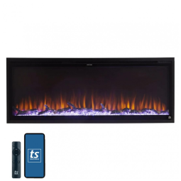 Lareira Elétrica de Embutir A48x127L com Controle Remoto e Chamas Multicolorida, 1500W, 110v, TOUCHSTONE 80036, Preto