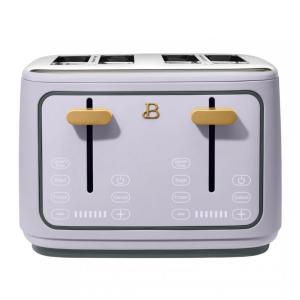 Torradeira elétrica de pão 4 fatias Beautiful Lavanda, 1800W, slots extralargos, display touch, funções bagel e congelados, aço inox, 110V
