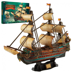 Quebra Cabeças 3D Nvio San Felipe com Led para Crianças e Adultos, 248 Peças, CUBICFUN, Marrom