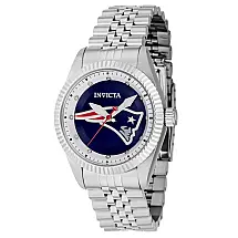 Relógio Feminino NFL New England Patriots com Pulseira em Aço Inoxidável, Invicta 42506, Prata e Azul