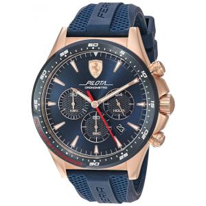 Relógio de Pulso Pilota Pulseira Silicone Cronógrafo Mostrador de Instrumentação, FERRARI 0830621, Azul