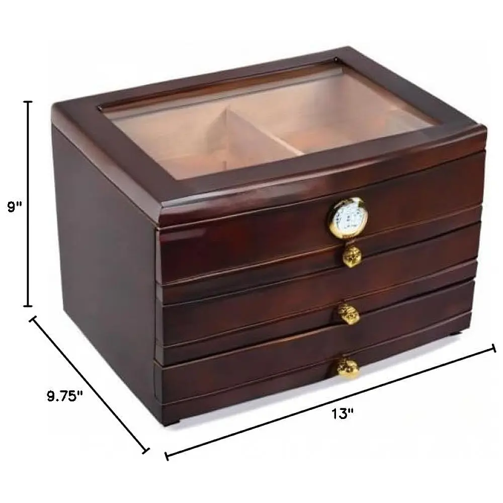 Humidor Prestige Import Group Mogno Escuro 3 Gavetas para 75 Charutos — foto 2