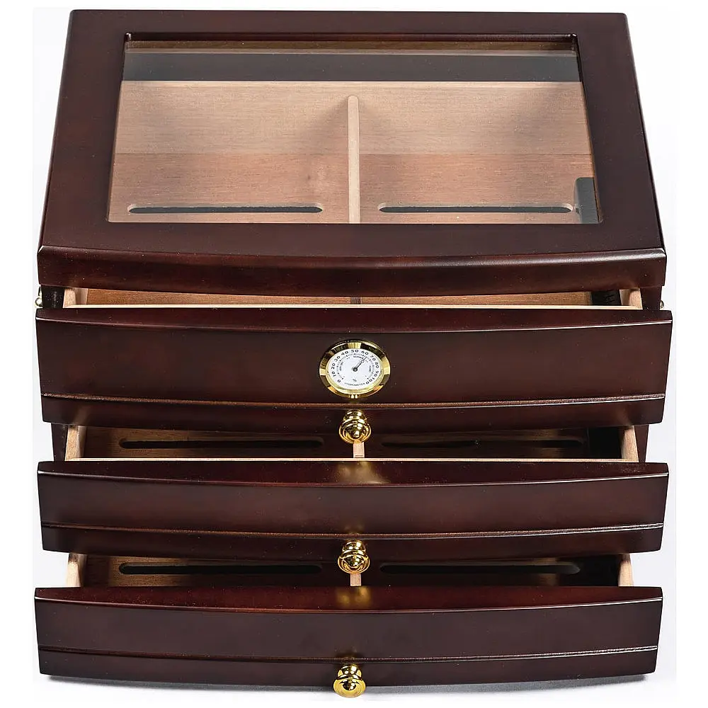 Humidor Prestige Import Group Mogno Escuro 3 Gavetas para 75 Charutos — foto 3