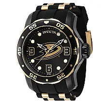 Relgio masculino Invicta NHL Anaheim Ducks - 48mm, ouro e preto. Modelo ZG-42316.