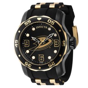 Relgio masculino Invicta NHL Anaheim Ducks - 48mm, ouro e preto. Modelo ZG-42316.
