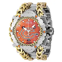 Reserva NFL Chicago Bears Swiss Ronda Z60 Calibre Relgio Masculino com Mostrador de Madreprola - 55,25 mm. Ao. Ouro