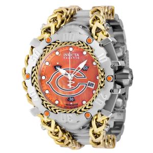 Reserva NFL Chicago Bears Swiss Ronda Z60 Calibre Relgio Masculino com Mostrador de Madreprola - 55,25 mm. Ao. Ouro