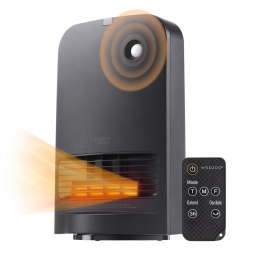 Aquecedor Elétrico Portátil de Cerâmica com Termômetro Embutido e Silencioso, 1500W 110V, IRIS USA, Preto