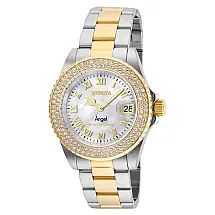 Relógio Feminino Invicta Angel com Mostrador de Madrepérola 40mm, Aço e Dourado ZG24616