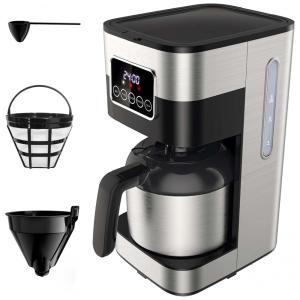 Máquina de Café Expresso 8 xícaras com Temporizador e Filtro Reutilizável, 110V, Boly, Prata
