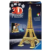 Quebra Cabeças 3D Arquitetura Torre Eiffel com Led para Crianças e Adultos, 216 Peças, RAVENSBURGER 12579, Azul