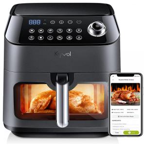 KYVOLHome Fritadeira Elétrica AirFryer, Capacidade 6L, 1350W, 110V, Preta
