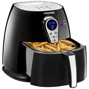 Fritadeira Elétrica Air Fryer 2.5L com Display Digital, Aço Inoxidável, 110V 1400W - CHEFMAN, Preta