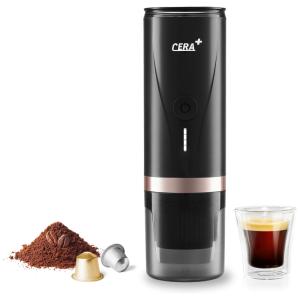 Cafeteira Elétrica Programável Portátil e Compacta Compatível Cápsula e Café Moído, 80 mL, Branca, , , CERA Rechargeable Espresso Maker