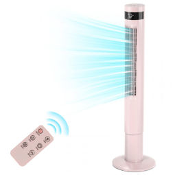 Ventilador de Torre Antarctic Star com 3 Velocidades, Controle Remoto e Tela LED, 110V, Rosa