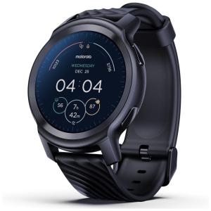 Relógio Smartwatch 42mm com Tela Sensível ao Toque em Aço Inoxidável e Pulseira de Silicone com Frequência Cardíaca, MOTOROLA MOSWZ100 PB
