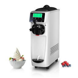Máquina de Sorvete Profissional 17L por Hora com 1 Bico e Tela LCD, 110V 1050W, GSEICE ST16RELW, Branco