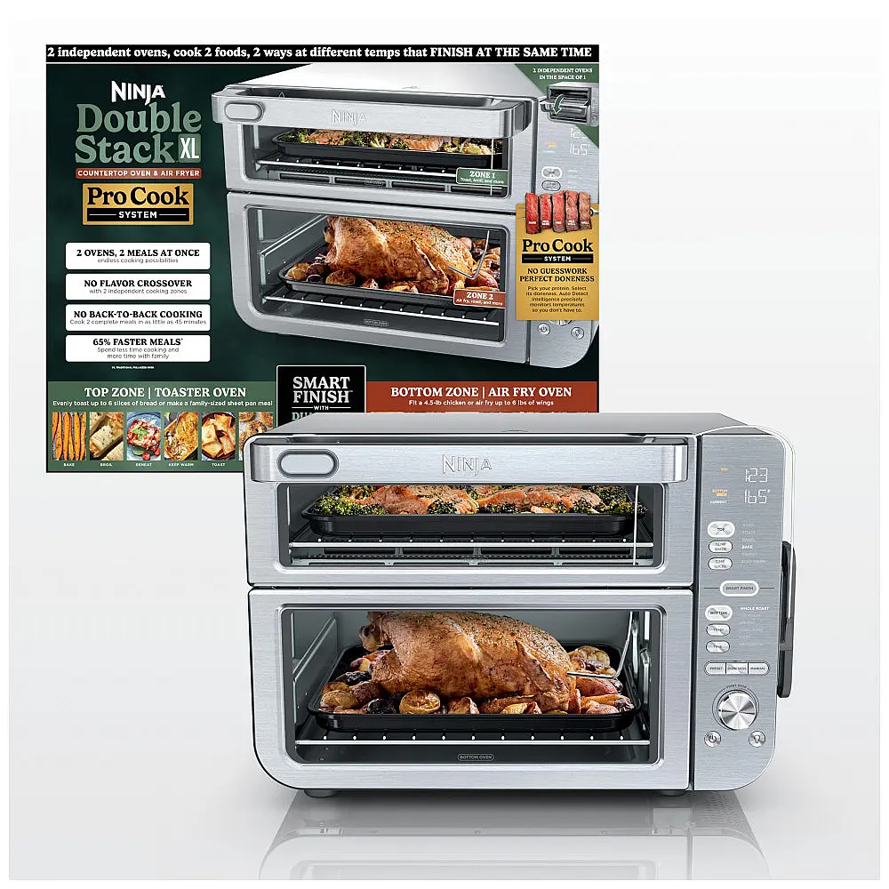 Air Fryer + Forno Ninja DCT651 Double Stack XL 12 em 1 DualZone Aço Inoxidável