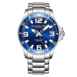 Relógio Masculino Stuhrling Champion 395 Quartzo 42mm, Prata e Azul