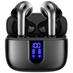 Fones de Ouvido Bluetooth com Estojo de Carregamento e Intra Auriculares IPX5 à Prova Dágua, TAGRY, Preto