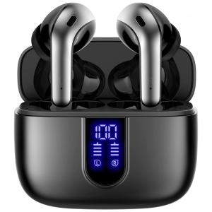 Fones de Ouvido Bluetooth com Estojo de Carregamento e Intra Auriculares IPX5 à Prova Dágua, TAGRY, Preto