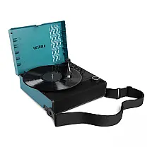 Toca Discos Recarregável Portátil com Bluetooth e Alto Falantes Integrados, Victrola Revolution GO, Azul