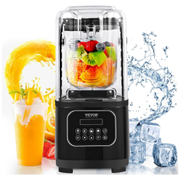 Liquidificador Profissional 2L de Aço Inoxidável com 9 Velocidades e 5 Funções, 110V 2200W, VEVOR, Preto