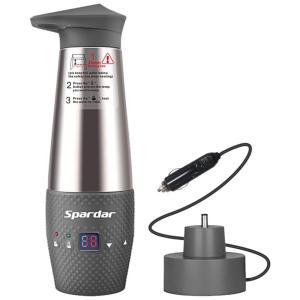 Chaleira Elétrica Temperatura no Visor LCD 12v Anti Derramamento e Vazamento 348ml Cinza