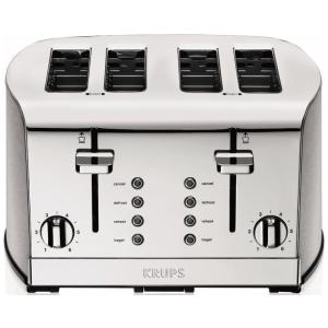 Torradeira Elétrica, 4 fatias, Aço Inoxidável Escovado e Cromado, 110v, KRUPS KH734D, Prateado