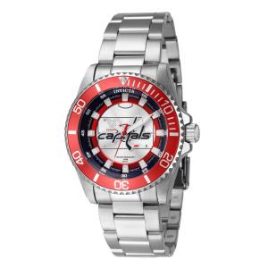 Relógio Feminino NHL Washington Capitals, Invicta ZG 42226, Prata e Vermelho