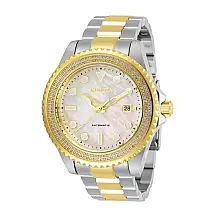Relógio Masculino Automático Pro Diver 0,76 quilates com Mostrador Madrepérola e Diamante, Invicta 30326, Prata e Dourado