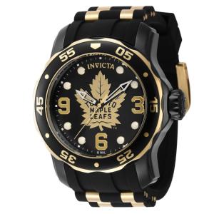 Relgio Invicta Masculino NHL Toronto Maple Leafs - 48mm, Ouro e Preto, Resistente e Estiloso.