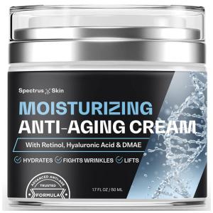 Creme Facial Anti Envelhecimento 50 ml Para Homens Com Ácido Hialurônico e Retinol para Todas as Idades e Peles, SPECTRUS SKIN, Branco