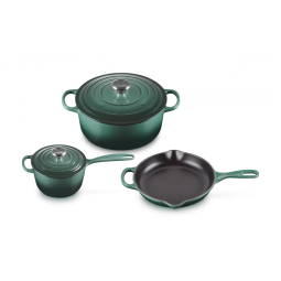 Conjunto de Panelas e Frigideiras Antiaderentes de Ferro Fundido Esmaltado, 5 Peças, LE CREUSET MS1605 795SS, Verde Claro