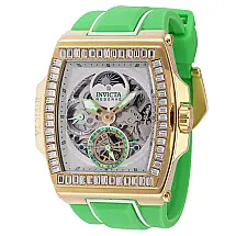 Relgio masculino Invicta Reserve S1 Rally Diablo Automtico - 51,3 mm, branco e verde.