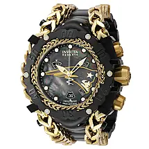 Relógio Masculino Reserve NFL New England Patriots com Mostrador Madrepérola, Invicta 41526, Preto e Dourado