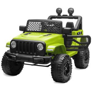 Carro Elétrico Infantil a Bateria 12V com 2 Assentos Luzes LED, MP3 e Controle Remoto, Kidzone, Verde