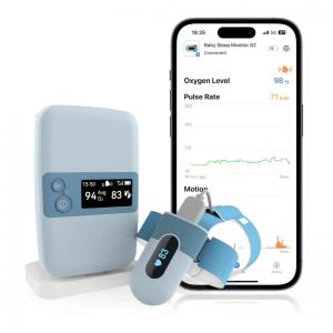 Monitor Inteligente para Bebês Monitora Sono, Frequência Cardíaca e Movimento, babytone, Azul