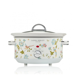 Panela elétrica de cozimento lento Laura Ashley 3,5L Elveden White floral cuba cerâmica tampa de vidro 3 ajustes de temperatura 200W 110V