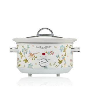 Panela elétrica de cozimento lento Laura Ashley 3,5L Elveden White floral cuba cerâmica tampa de vidro 3 ajustes de temperatura 200W 110V