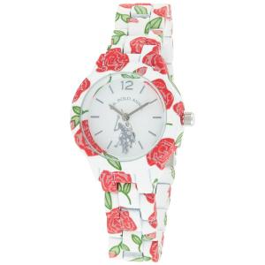 Relógio Feminino em metal de quartzo com pulseira em floral de dois tons, U.S., U.S. POLO ASSN. USC40102, Branco